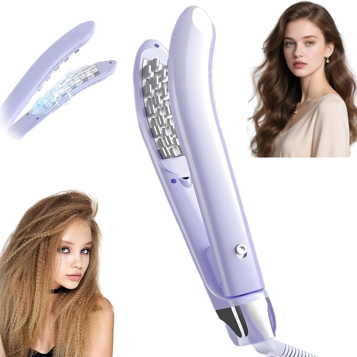 Thijox - Crêpeijzer Haar met 30 Sec PTC Verwarming, 3 Temperatuurmodi (160-200°C), 6,7 mm Dubbele Tanden, Negatieve Ionen, 60 Min Automatische Uitscha