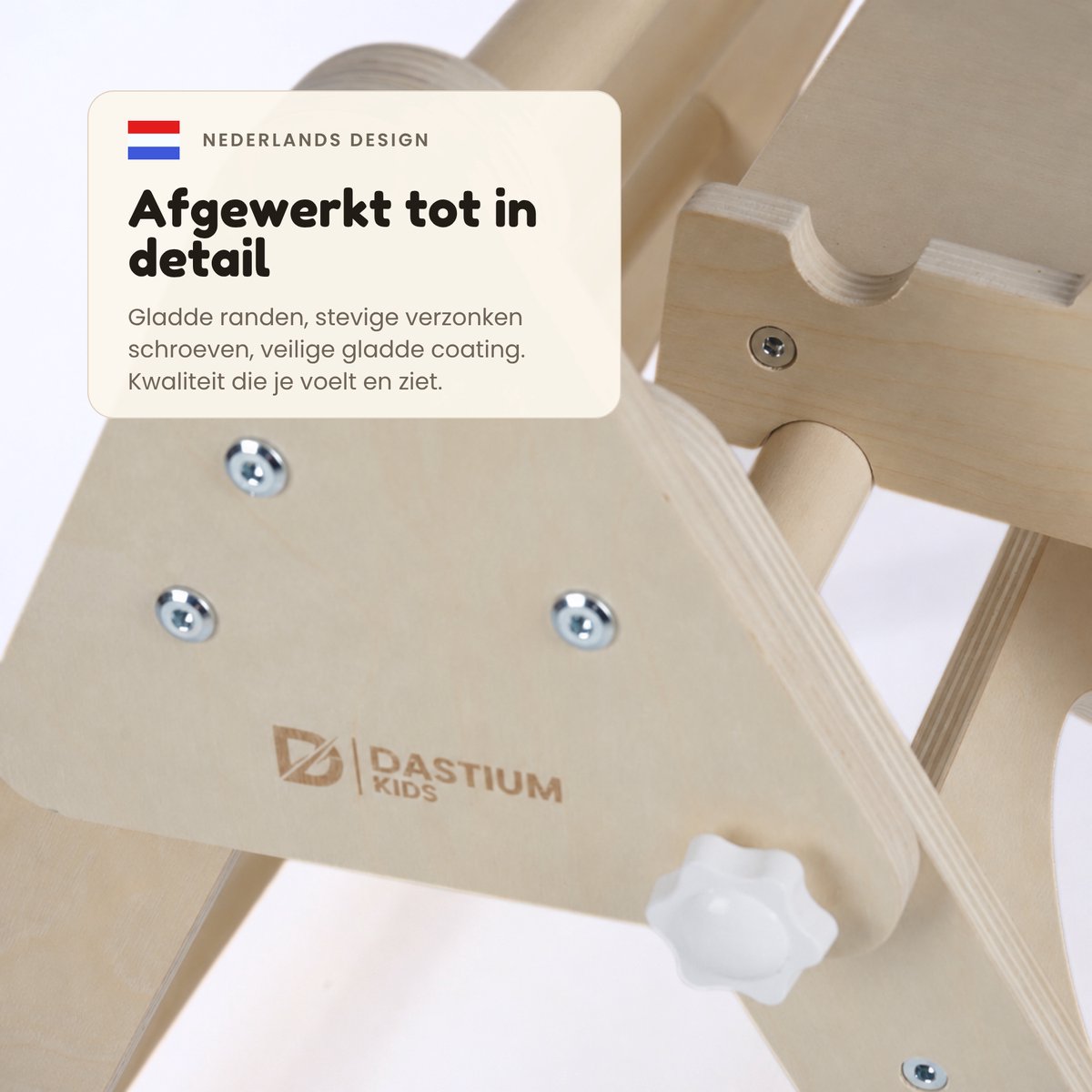 Dastium Kids - Mini Klimrek - Montessori Speelgoed - Houten Klimrek - Klimboog met Kussen - Klimrek Baby - Klimrek Peuter - Klimrek met Glijbaan - Naturel — afbeelding 4