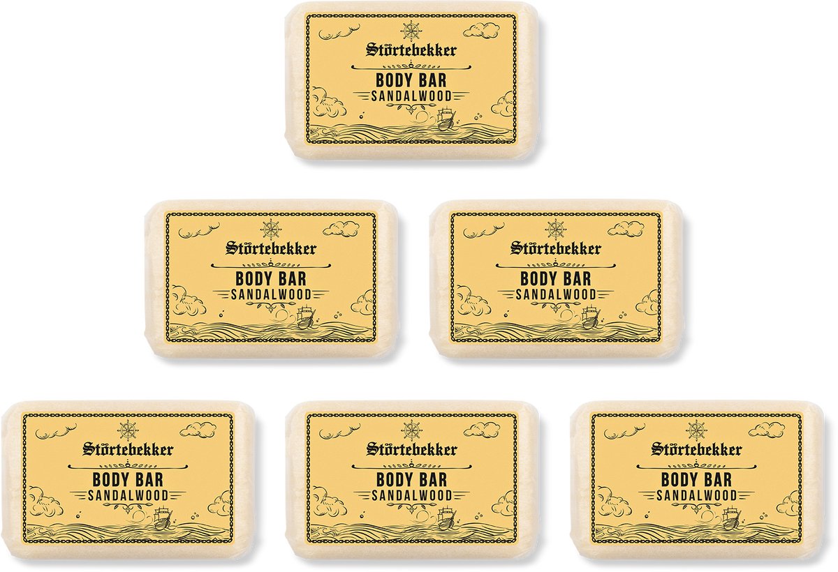 Störtebekker® Body Bar Sandelhout - Plasticvrije Vaste Zeep & Douchegel Heren - Natuurlijke & Duurzame Lichaamsverzorging - Vegan Bodywash met Sheaboter - 120g
