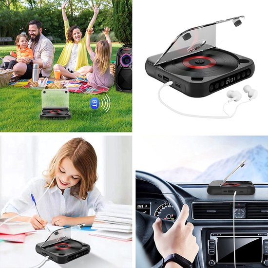 Draagbare Bluetooth cd-speler, cd-speler met stofkap, Inclusief hoofdtelefoon - 6 modi - AB-herhaaltimer - Afstandsbediening - Externe afspeelfunctie — afbeelding 4
