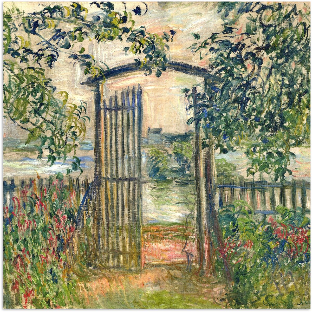 Poster 30x30 cm - De tuinpoort in Vétheuil - Claude Monet - Posters - Kamer decoratie - Wa