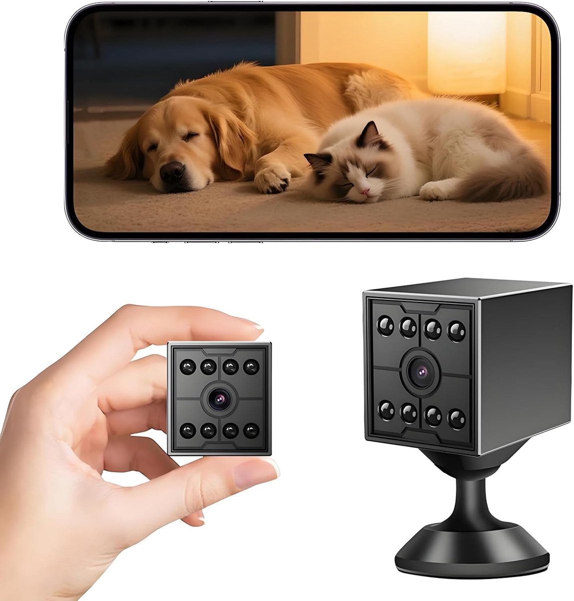 Upgrade Ultra-Onzichtbare Camera - 1080P WiFi Mini Verborgen Camera met 130° Groothoek - Lange Batterijduur & Nachtzicht - Draadloos Binnen Beveiliging voor Huisdier, Thuis, Kantoor - 1 Stuk