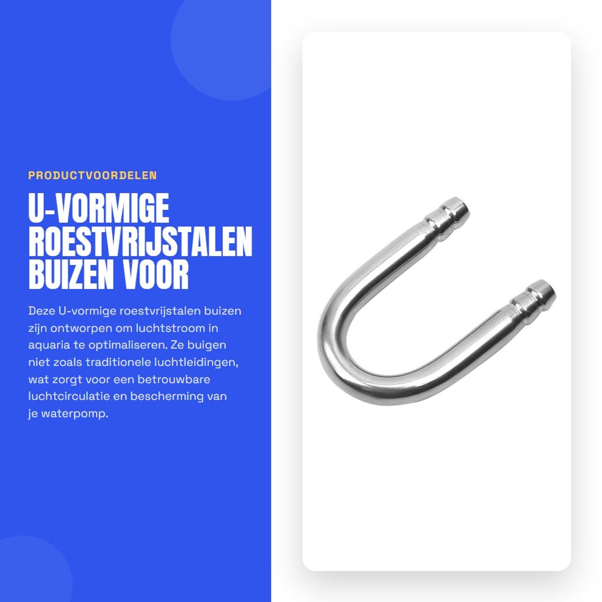 Dailygoods- U-vormige Buis Hoogwaardig Roestvrij Staal - Aquarium Accessoires - Terugslagventiel - Duurzaam - Geschikt voor 4mm Slangen - Voorkomt Verstopping - Aquariumaccessoires