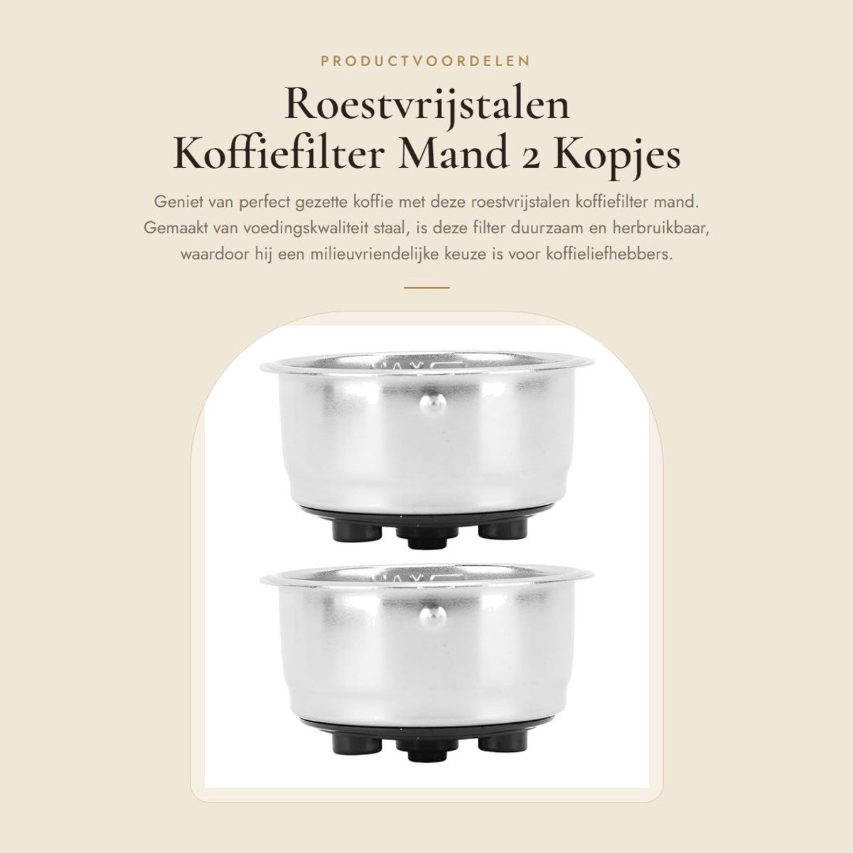 Dailygoods- Koffiefilter Roestvrij Staal - Herbruikbare Filtermand - 51mm - 2 Kopjes - Ultra Fijn Filter - Hoge Filtratie-nauwkeurigheid - Koffiefiltermand