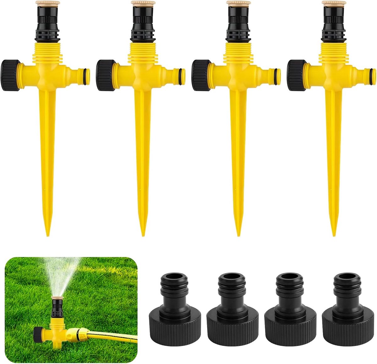 Multifunctionele Gazonsproeier Set - 4 Stuks met 360 Graden Draaibaarheid - Automatisch Bewateringssysteem voor Tuin en Planten