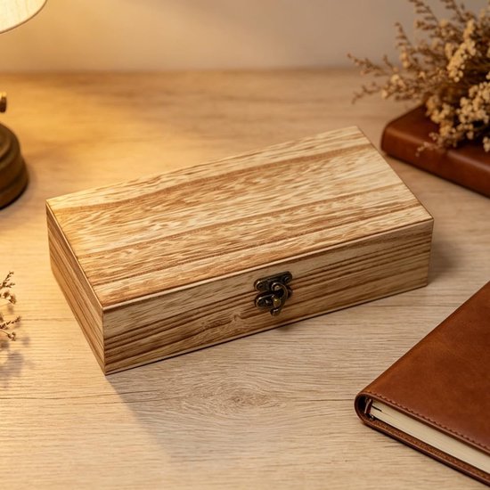 kist met deksel, 20 x 10 x 5 cm, 6 stuks, kleine houten dozen met deksel om te beschilderen, schatkist, hout, natuur, rechthoekig, voor doe-het-zelf knutselen, opbergdoos — afbeelding 5