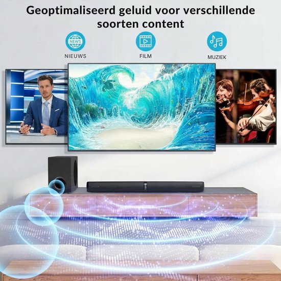 SNJY® Soundbar met Subwoofer en Surroundgeluid - TV Speaker - Home Cinema - 120 W - Zwart van SNJY — afbeelding 4
