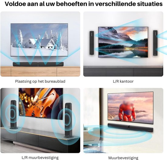 SNJY® Soundbar - TV Speaker - Home Cinema - 3D Surround Sound - 2-in-1 - 80 W - Zwart van SNJY — afbeelding 3