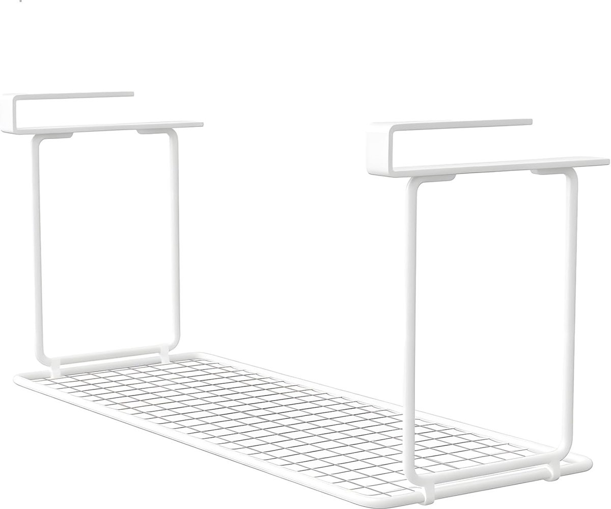 organizer voor keukenkast, manden, badkamer, opvouwbaar, voor keuken, badkamer, onder plank, organizer zonder boren voor onmiddellijke opslag, 32 x 19 x 20 cm, wit