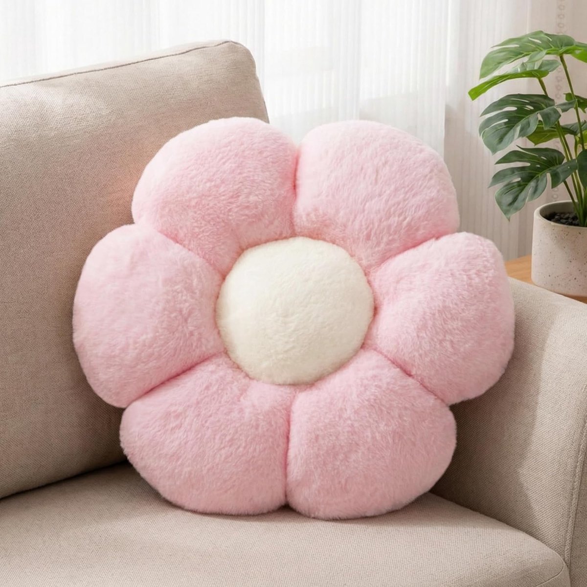 Bloemenkussen, roze decoratief kussen, vloerkussen, meisjes, kinderen, vrouwen, esthetisch sierkussen voor auto, bed, bank, stoel, kamer, dopamine, decoratie, geschenken, 38 cm (roze)