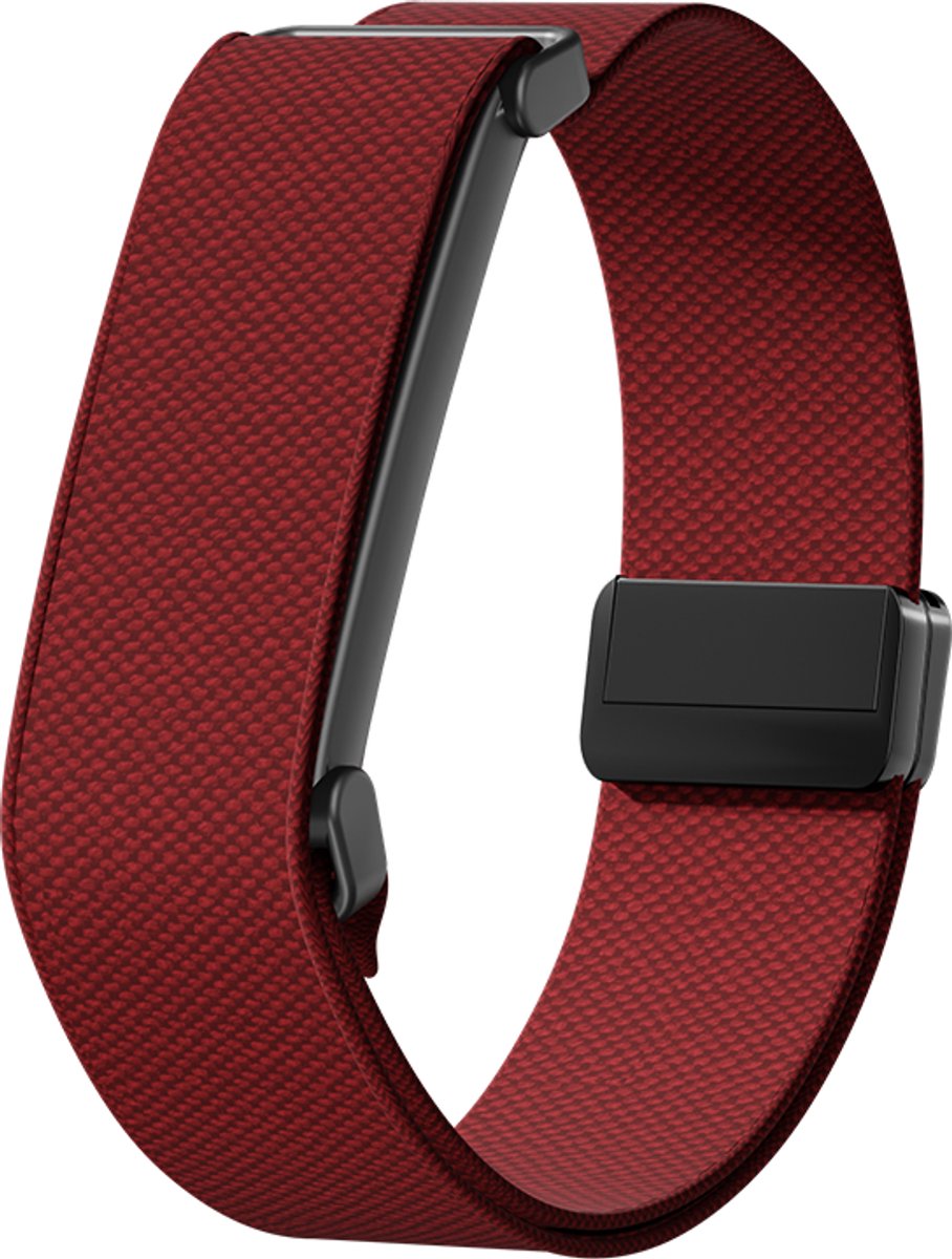Stravo Nylon Bandje met Magnetische Sluiting – Traploos Verstelbaar – Geschikt voor Fitbit Air – Ademend Sport Horlogebandje – Wijnrood