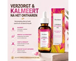 OceAura Classic - Cyperus Rotundus Oil - Natuurlijke Haarverzorging & Haargroei Remmer - Met Theeboomolie & Jojoba - Verzachtend na Ontharing, Zijdezachte Huid - 60ml