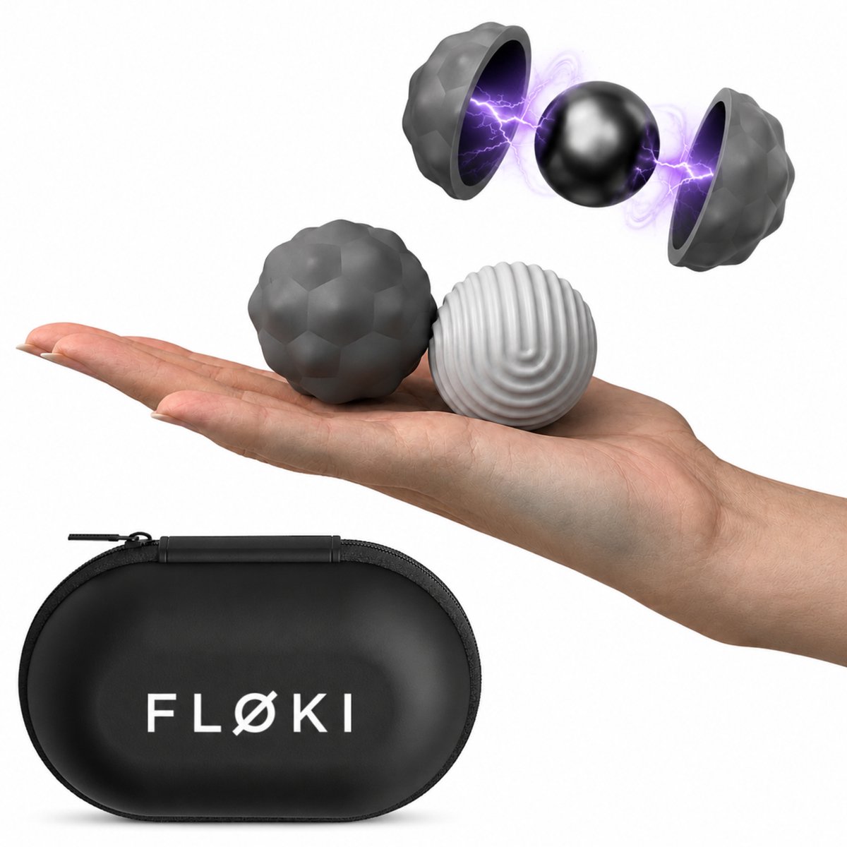 Floki® XL Balles Anti-Stress Magnétiques pour Adultes - Extra Larges 4 cm - Fidget Toys - Balles Magnétiques - Balle à Presser Anti-Stress avec Étui