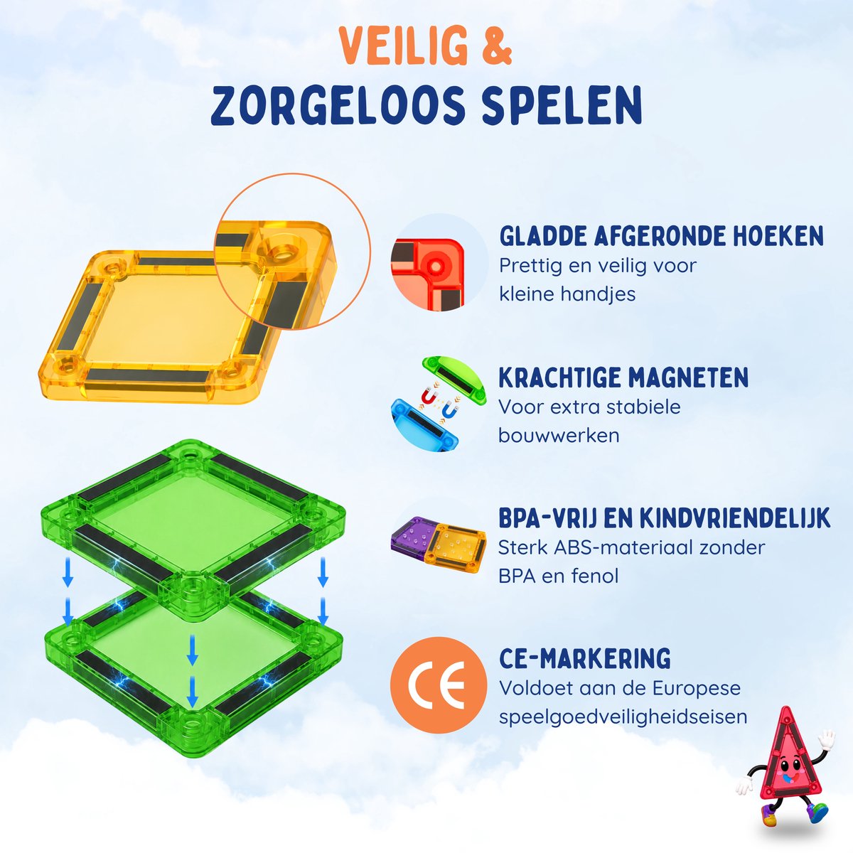 Playablez Mini Magnetic Tiles Travel Set - 72 Stuks - Magnetische Tegels Reisset met Opbergblik - Reisspeelgoed voor Onderweg - Magnetisch Bouwspeelgoed Montessori Speelgoed voor in de Auto in het Vliegtuig - Magna Magneten Speelgoed Jongens Meisjes — cadeau in Spellen & Speelgoed - foto 3
