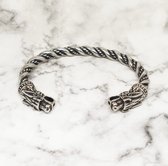 De mai | Bracelet Viking Oath Ring | Acier chirurgical en acier inoxydable en acier inoxydable | Tête de dragon | argent