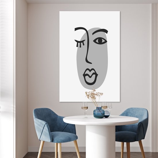 Affiche Visage - Femme - Zwart - Wit - 80x120 cm