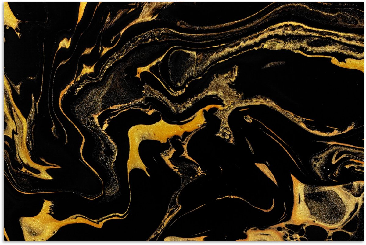 Poster 60x40 cm - Patronen - Verf - Goud - Zwart - Posters - Kamer decoratie - Wanddecorat