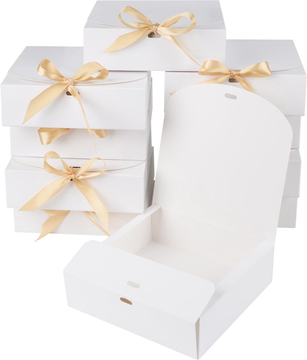 Dailygoods- Geschenkdoos met deksel - 10 stuks - 16 x 16 x 5 cm - Wit - Karton - Duurzaam materiaal - Cadeaudozen