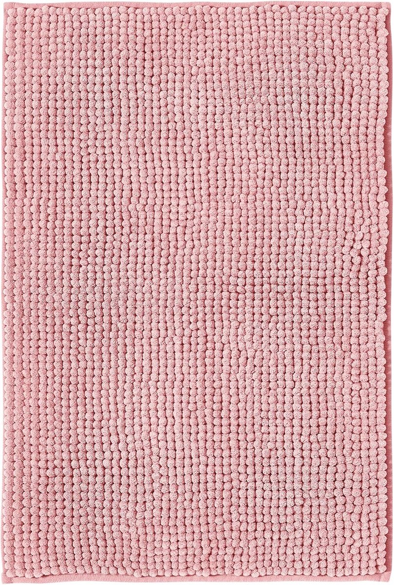 Badmat Anti-Slip av soft Chenille | Super absorberend en machinewasbaar | Te combineren als badmat set | Voor de badkamer, douche, bad of als WC mat | Roze - 50x80 cm