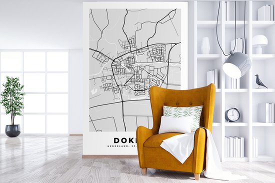 Papier peint - Papiers Papier peint photo Plan de la ville - Dokkum - Grijs - Wit - Largeur 195 cm x hauteur 300 cm