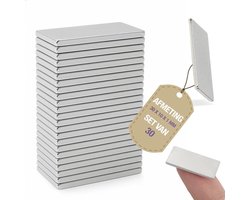 Magnetenspecialist - Neodymium Blokmagneet 30 x 10 x 1 mm - Zelfklevende Magneten voor Displays, Hobby & Creatieve Toepassingen - Set van 30