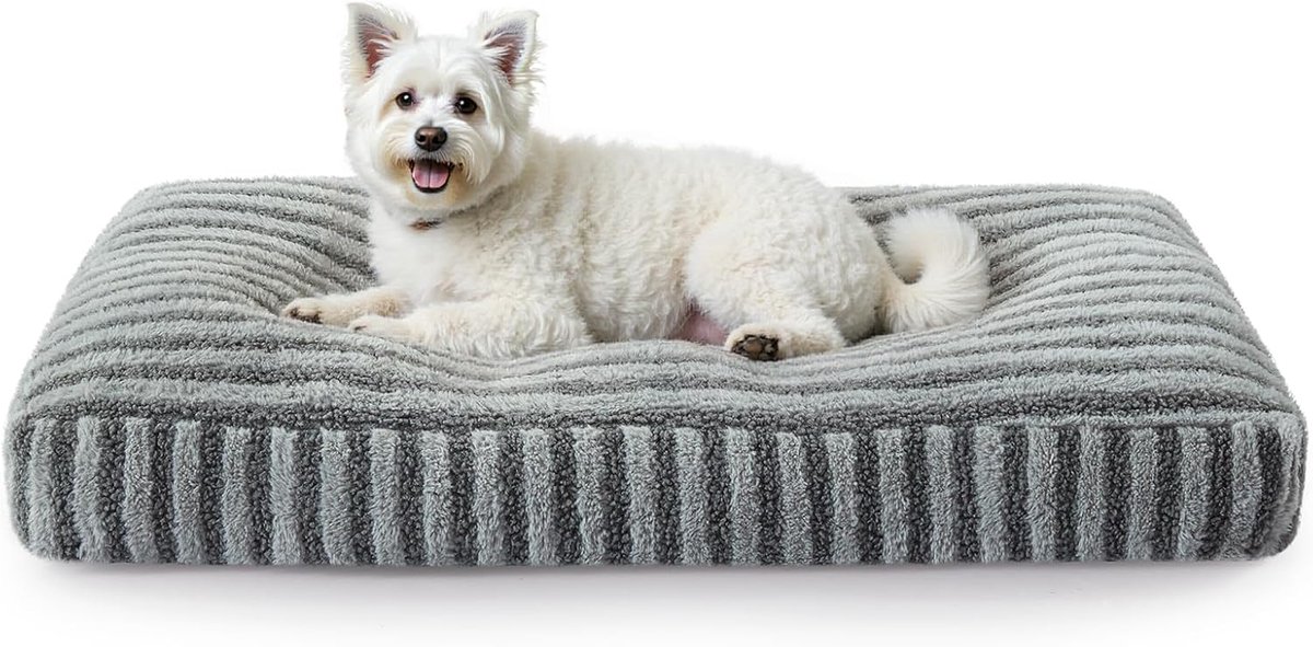 Hondenbed voor kleine honden, hondenkussen, wasbaar, afneembaar, hondenmand, wollig, ademend, hondenmat, antislip, 58 x 46 x 8 cm