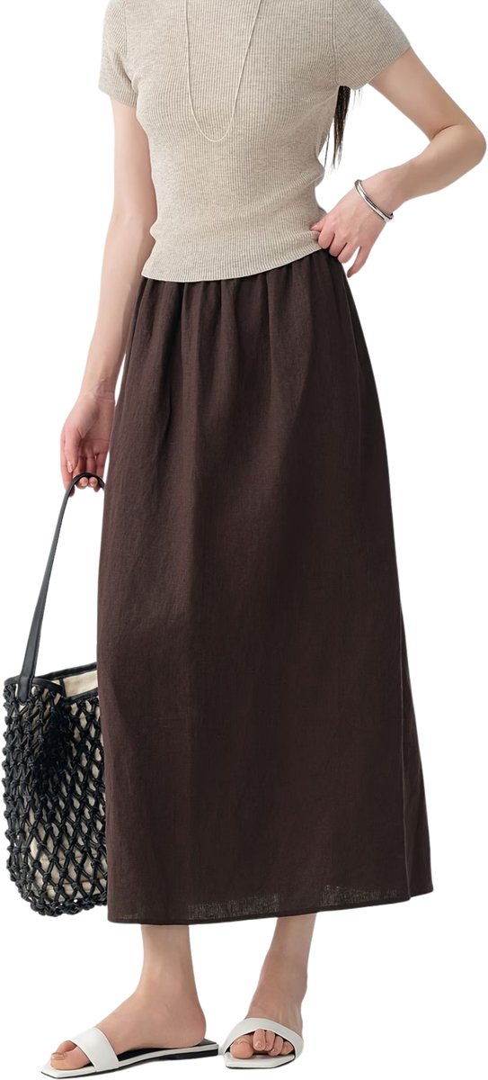 Currero Broekrok Dames Skort Skirts Skirt Rok Midi Korte Broek Culotte Wandelrok Rokje Legging Donkerbruin L