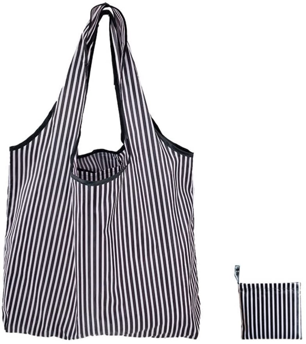 Dailygoods- Opvouwbare Tas - Milieuvriendelijk - Hoge Draagcapaciteit - 15 Liter Inhoud - Gestreept Design - Ruimtebesparend - Boodschappentas