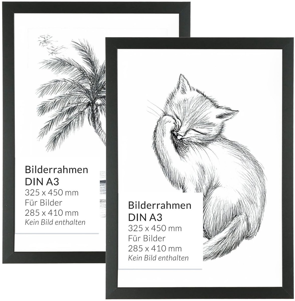 Dailygoods- Fotolijst A3 - Set van 2 - Wandlijst - Houten lijst - Onbreekbaar kunststof - Vrije montage horizontaal/verticaal