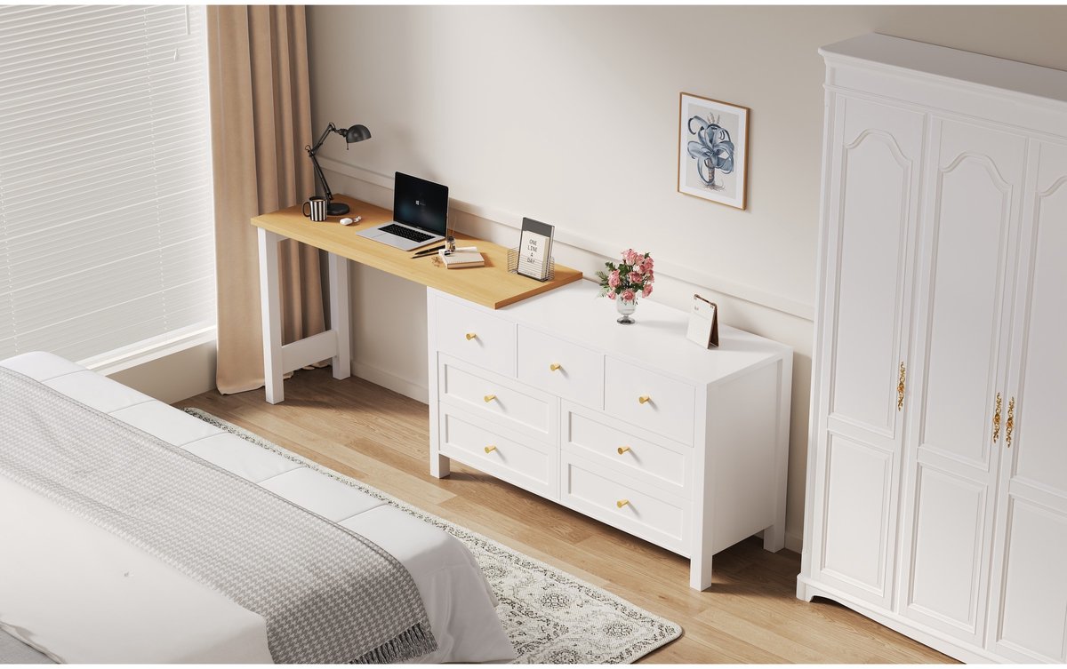 YYchan bureau - wit - 120 x 40 x 70 cm - met lade - met opbergruimte