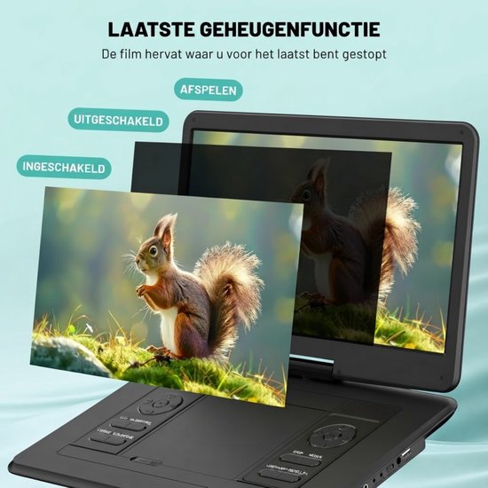 Lìon® Draagbarer Dvd Speler - Draaibaar Scherm - Draagbare Dvd Speler met Scherm - Zwart - 38cm x 27cm x 5cm van lion — afbeelding 3