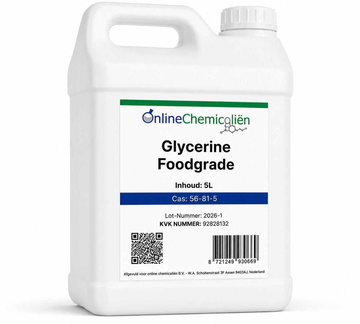 Online chemicalien - Glycerine Foodgrade - 5L - Voor Voeding - E422