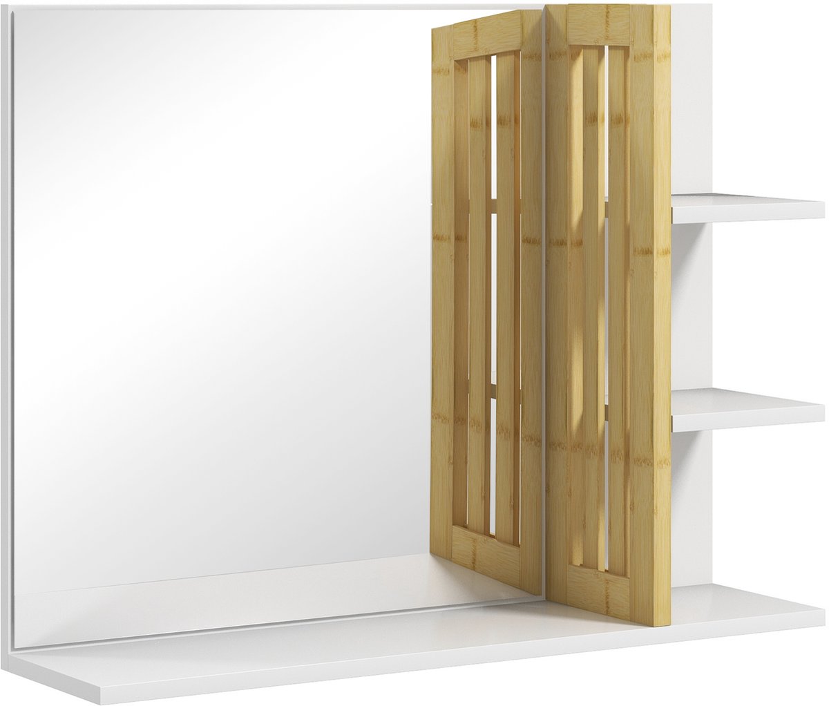Sogiol® Badkamerspiegel met Planchet - Wit - Bamboe & MDF - 45x15x58,5 cm