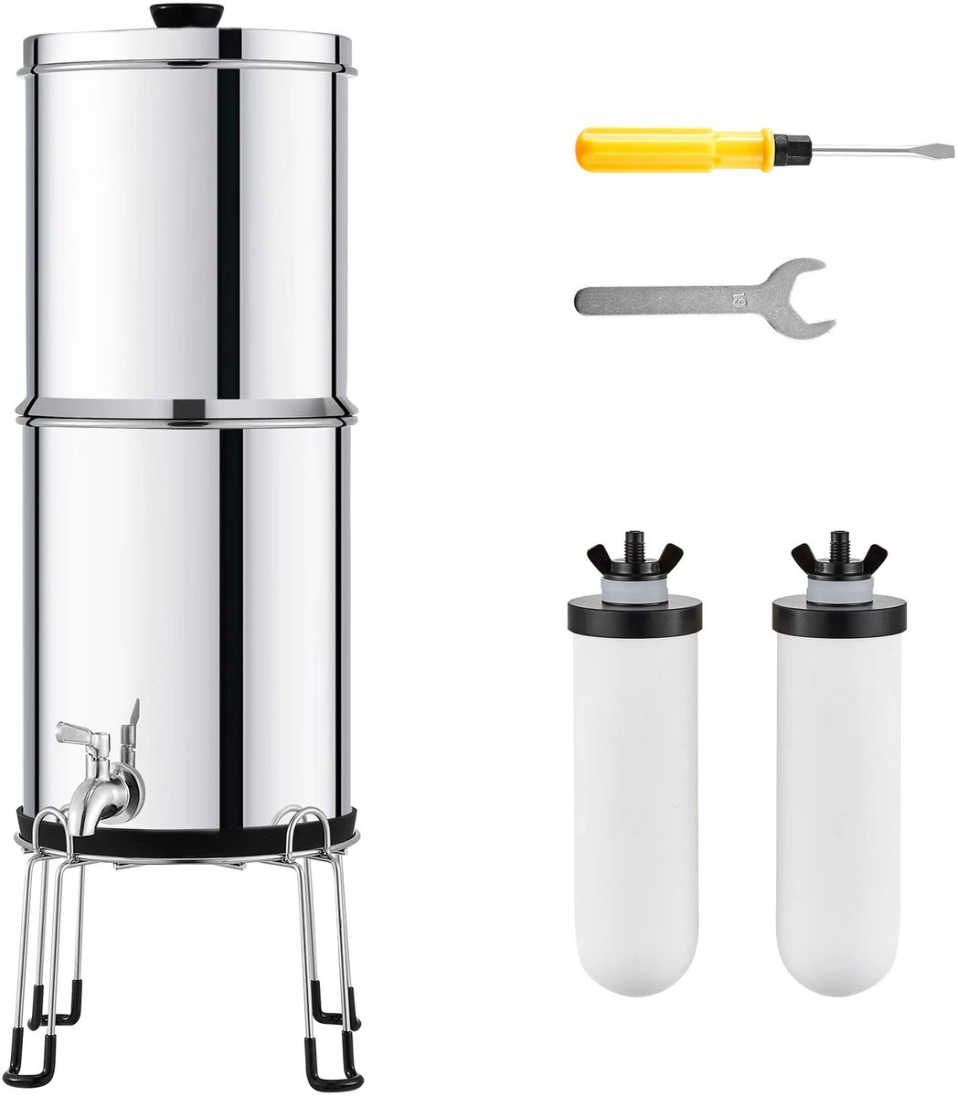 NordHaus Waterfiltersysteem - Zwaartekrachtfilter - Aanrechtfilter - 99% chloorreductie, 304 RVS - 8,5 l capaciteit