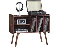 SNJY® Platenspeler Meubel - Platenspeler Kast - LP Houder - Platenhouder - 40D x 80B x 68H cm - Bruin