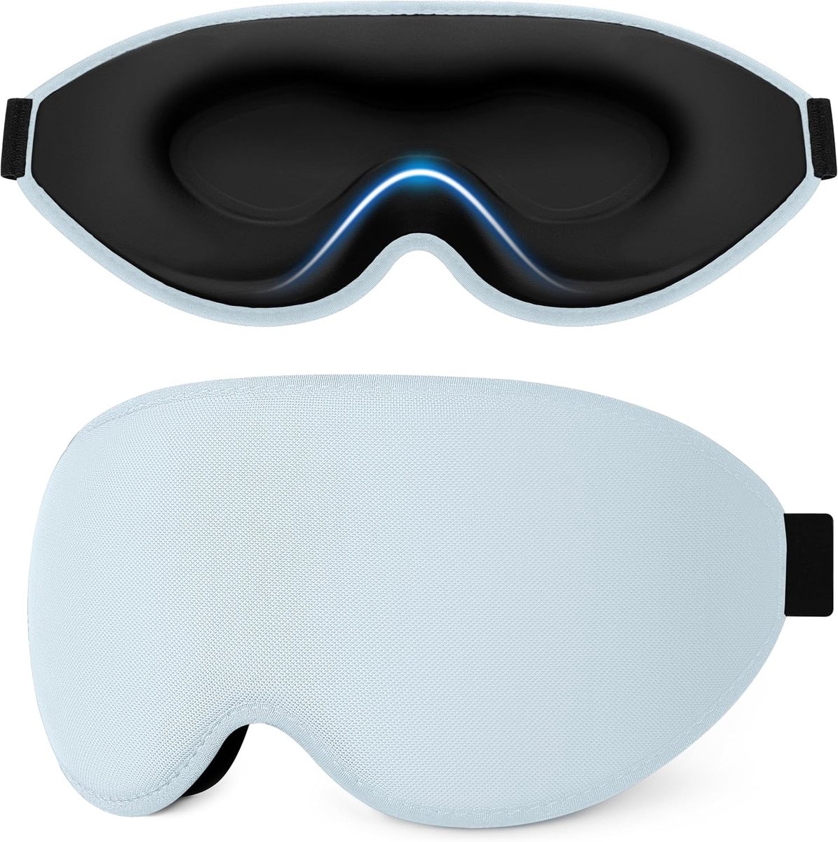 Gritin 3D Slaapmasker voor Zijslapers, Upgrade Oogmasker Heren & Dames | Lichtblokkerend Ergonomisch Slaapmasker met Verstelbare Band, Ademend & Comfortabel voor Slaap/Reis/Vlucht-Himmelblauw