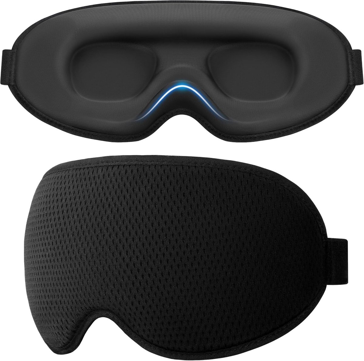 Gritin 3D Slaapmasker voor Zijslapers, Heren & Dames, Comfortabel | Ademend, Lichtblokkerend, Ergonomisch Oogmasker met Verstelbare Elastische Band voor Dutjes, Vliegreizen enz,Zwart