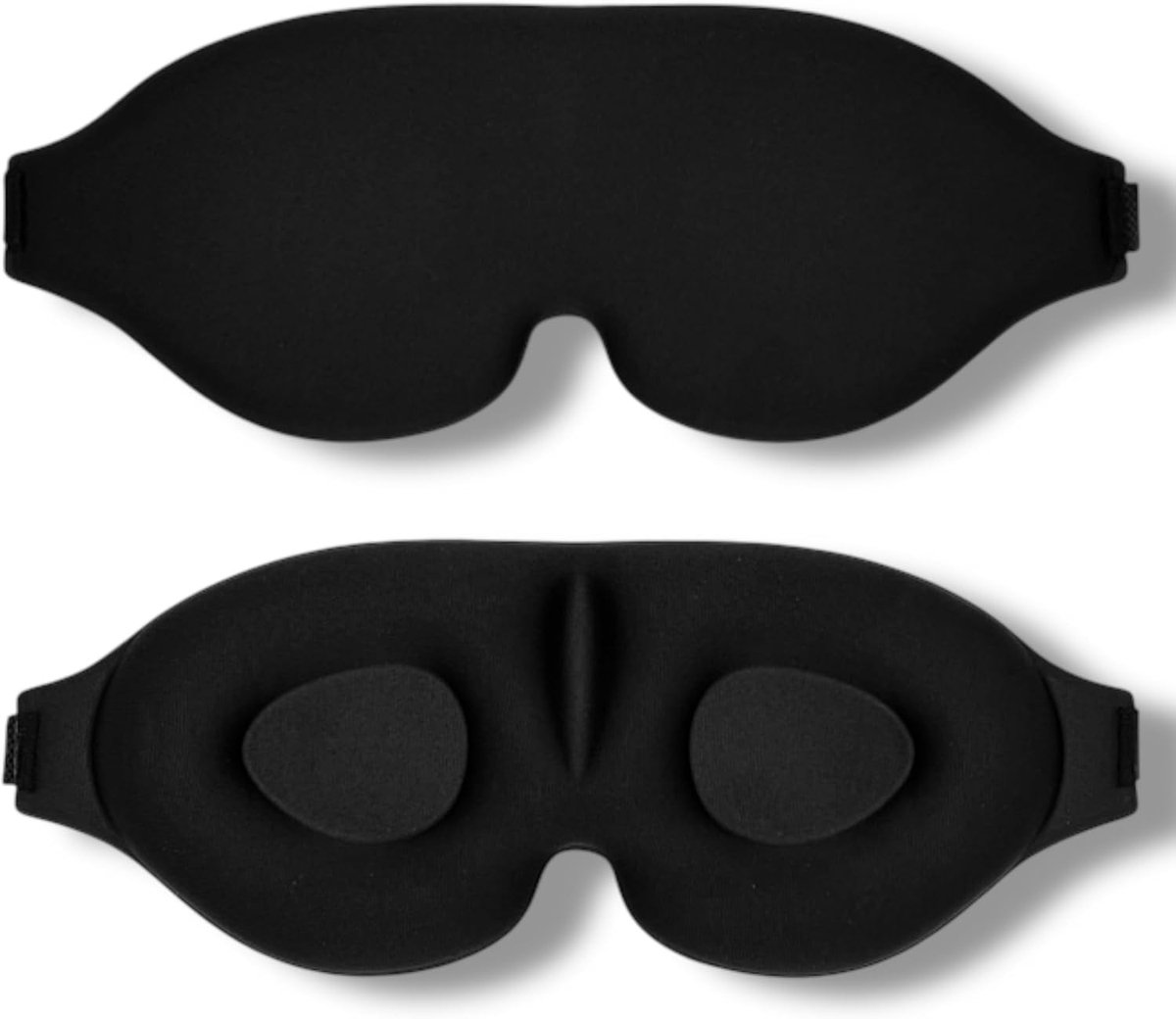 3D Slaapmasker, licht blokkerende slaapbril voor dames en heren, voor zijslapers, comfortabel oogmasker met vrije ogen, slaapmasker, katoen, verstelbaar, reizen, festival, camping (zwart, 1-delige set