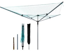 Droogmolen voor buiten - Waslijn molen - Kleding drogen - Voorgemonteerd - 60 m - Grijs groen