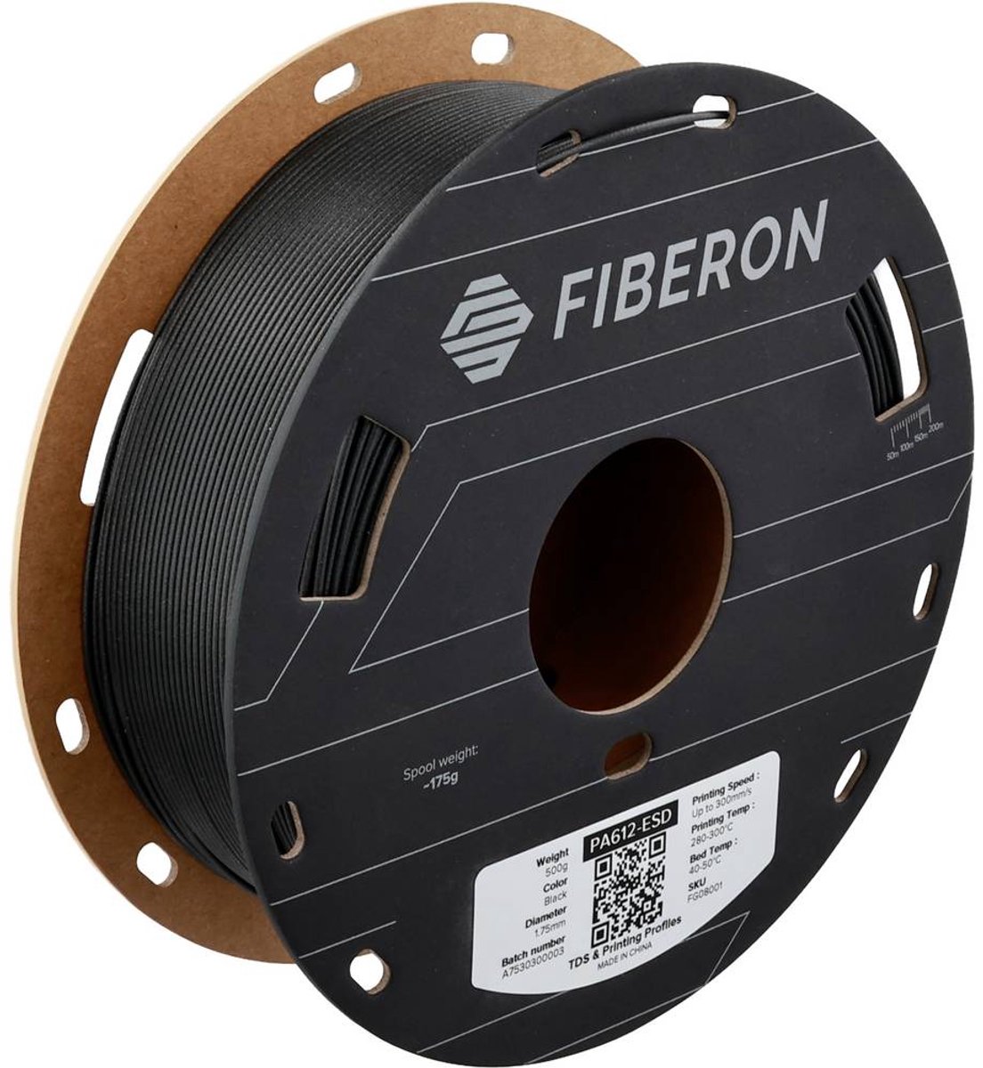Polymaker FG08001 Fiberon Filament PA612-ESD ESD-veilig, Warmtebestendig 1.75 mm 500 g Zwart 1 stuk(s)