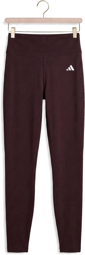 Bruine Adidas legging met witte streepjeslogo op de linkerheup.