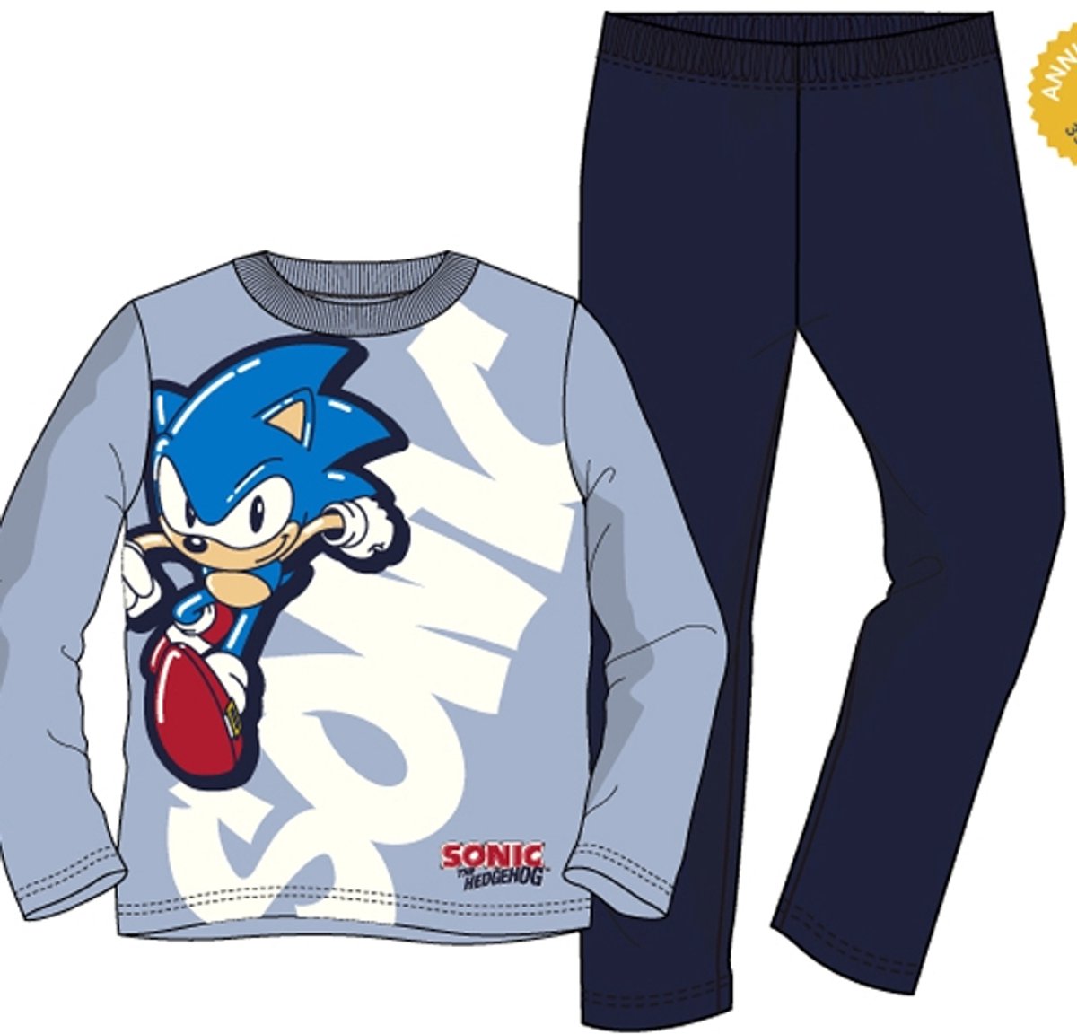 Sonic The Hedgehod Jongens Pyjama Grijs Katoen Maat 140