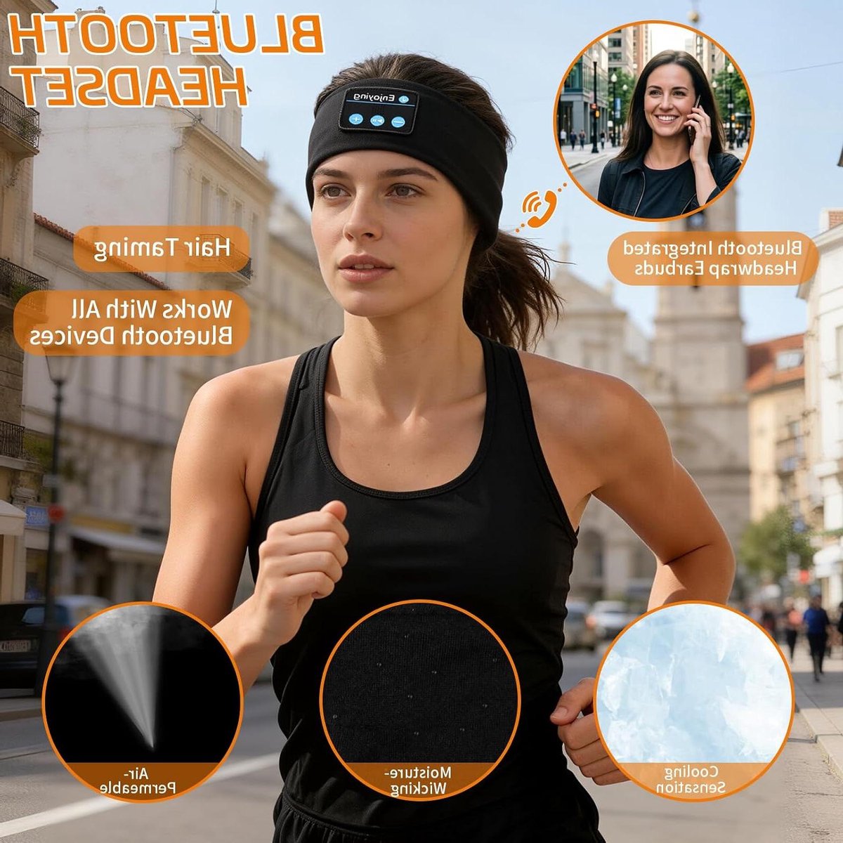SnelShoppen - Headband Hoofdtelefoon Slaapmasker Noise Cancelling voor Volwassenen - Zwart - USB Oplaadbaar, Wasbaar, Ideaal voor Sport, Muziek, Hardl