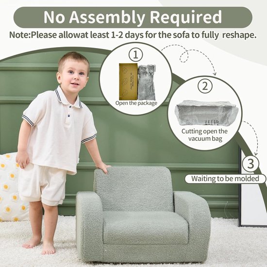Kinderbank met Slaapfunctie - Peuterstoel Bankje - Zitten en Slapen - 3-in-1 Multifunctioneel - 91 x 25 x 52 cm — afbeelding 3