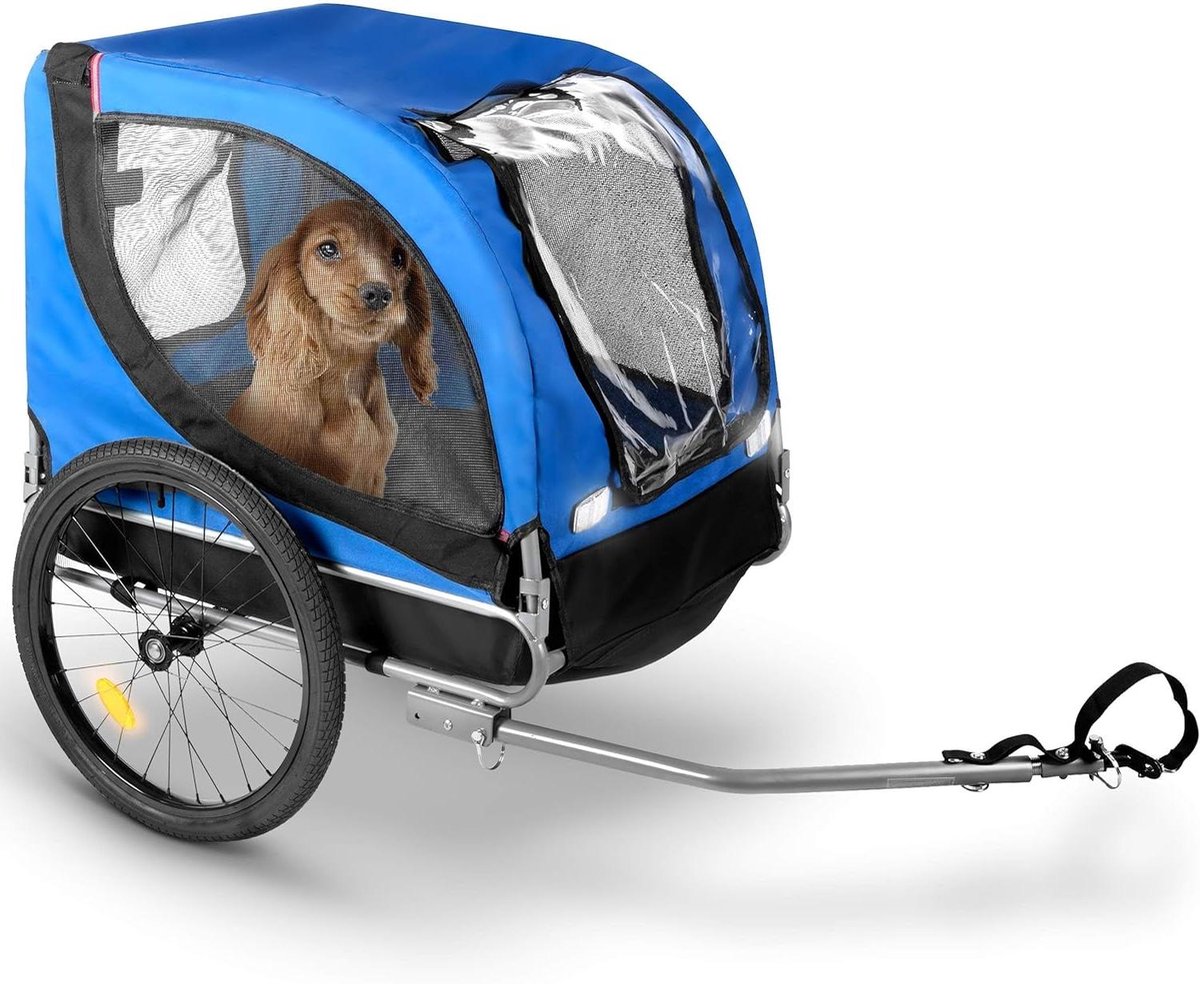 Hondenfietskar - Hondenkar Aanhanger - Hond Vervoeren - Opvouwbaar met Reflectoren - 40 KG - Blauw