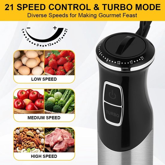 Staafmixer - Mixer Blender - Eten Bereiden - Krachtige Motor - 1000 W - Roestvrij staal — afbeelding 4