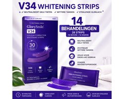 GlorySmile - V34 Colour Corrector Strips - Teeth Whitening Strips - Witte Tanden - Paarse Tandpasta - Teeth Whitening - Tanden Bleken