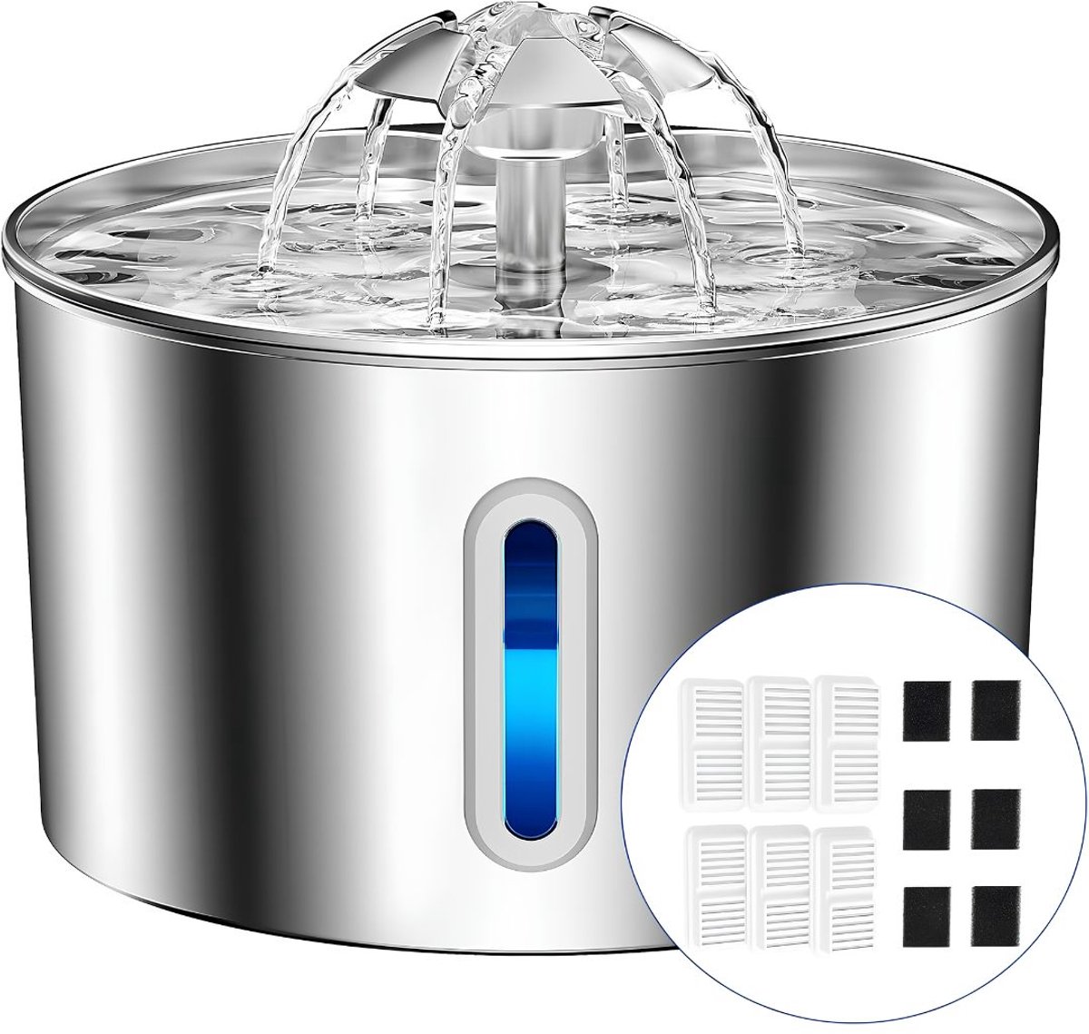 NIVA® Drinkfontijn - Waterfontein - Drinkfontijn Katten - Zilver - 19cm x 11cm x 19cm