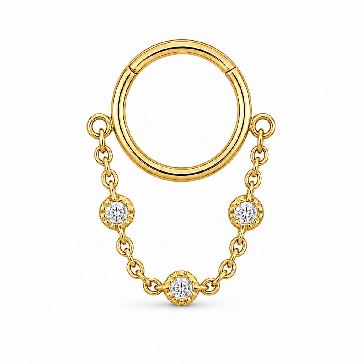 LGT JWLS - Segmentring Piercing - Goud edelstaal - Zirkonia