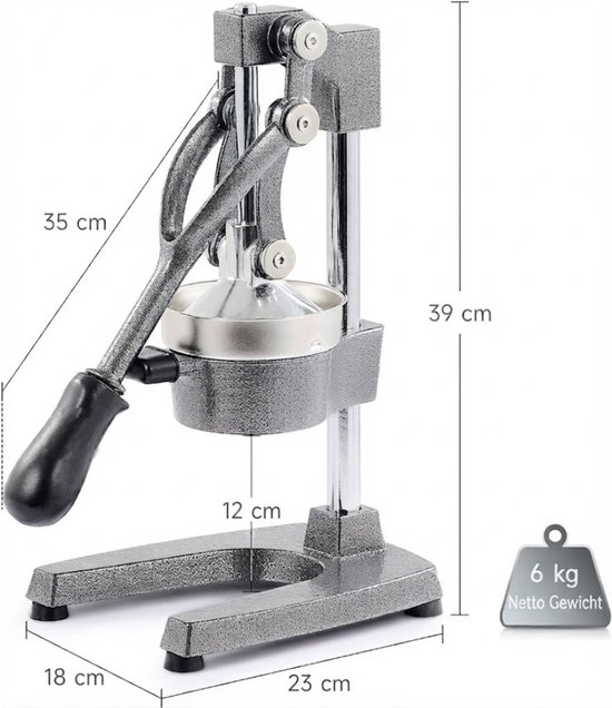Lìon® Citruspers -Lever Professionele Citroenpers - Handmatige Citruspers - Grijs - 23cm x 18cm x 39cm van Lion — afbeelding 2